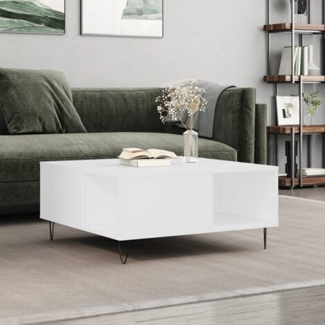 Mesa de centro madera contrachapada blanco 80x80x36,5 cm vidaXL