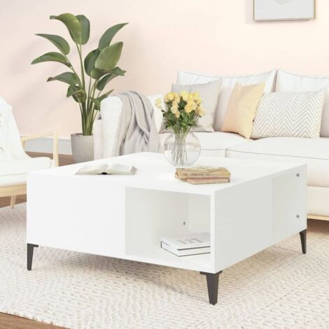 Mesa de centro madera contrachapada blanco 80x80x36,5 cm vidaXL