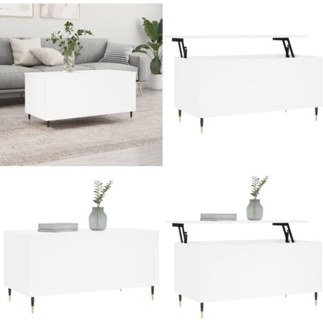 Mesa de centro madera contrachapada blanco 90x44,5x45 cm - Mesa de salón - Mesa de comedor