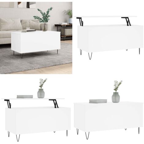 Mesa de centro madera contrachapada blanco 90x44,5x45 cm - Mesa de salón - Mesa de comedor
