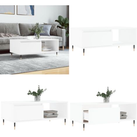 Mesa de centro madera contrachapada blanco 90x50x36,5 cm - Madera contrachapada - Mesa auxiliar