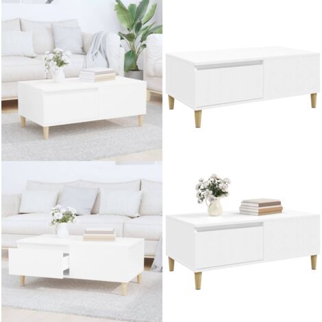 Mesa de centro madera contrachapada blanco 90x50x36,5 cm - Madera contrachapada - Mesa auxiliar