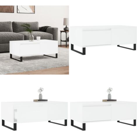 Mesa de centro madera contrachapada blanco 90x50x36,5 cm - Madera contrachapada - Mesa de centro blanca
