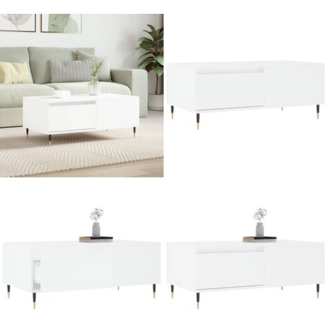 Mesa de centro madera contrachapada blanco 90x50x36,5 cm - Madera contrachapada - Mesa de centro blanca