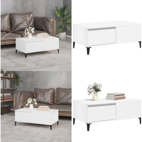 Mesa de centro madera contrachapada blanco 90x50x36,5 cm - Madera contrachapada - Mesa de salón