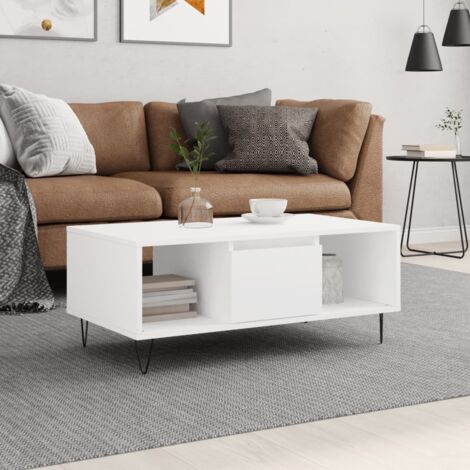 Mesa de centro madera contrachapada blanco 90x50x36,5 cm vidaXL