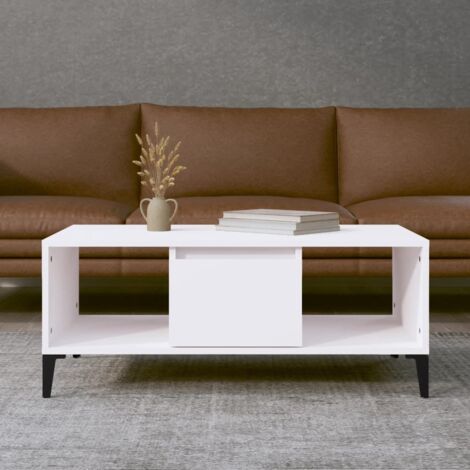 Mesa de centro madera contrachapada blanco 90x50x36,5 cm vidaXL