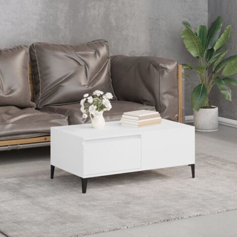 Mesa de centro madera contrachapada blanco 90x50x36,5 cm vidaXL
