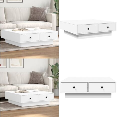 Mesa de centro madera contrachapada blanco 90x90x28 cm - Mesa de madera contrachapada - Mesa de centro blanca