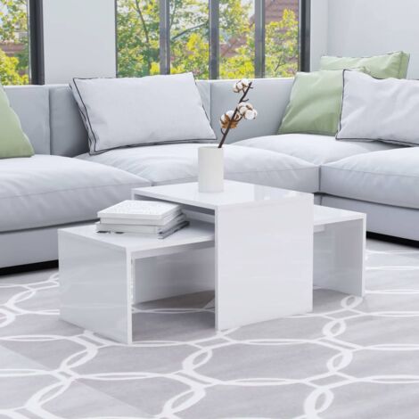 Mesa de centro madera contrachapada blanco brillo 100x48x40 cm vidaXL