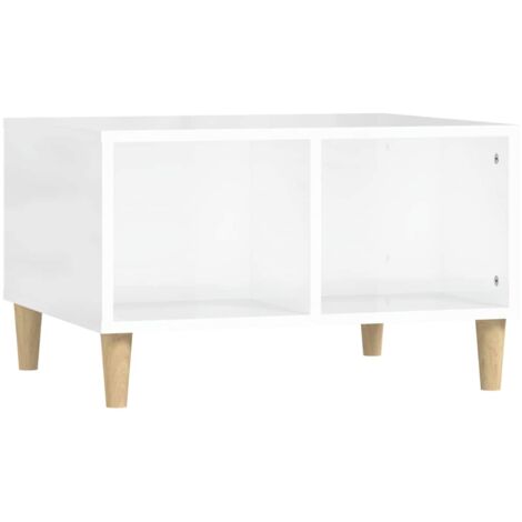 Mesa de centro madera contrachapada blanco brillo 60x50x36,5 cm vidaXL