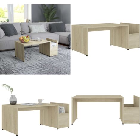 Mesa de centro madera contrachapada color roble 90x45x35 cm - Mesa de centro de madera - Mesa de centro roble