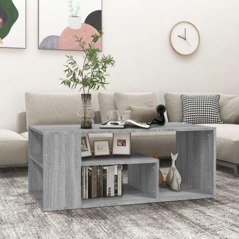 Mesa de centro madera contrachapada gris  100x50x40 cm