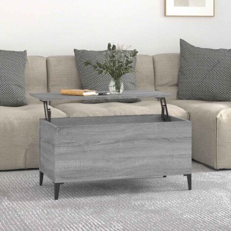 Mesa de centro madera contrachapada gris  90x44,5x45 cm