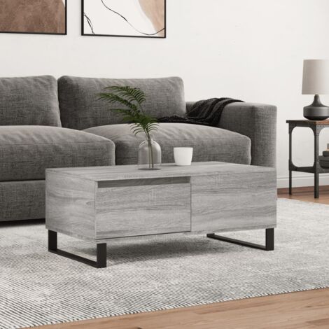 Mesa de centro madera contrachapada gris  90x50x36,5 cm