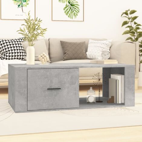 Mesa de centro madera contrachapada gris hormigón 100x50,5x35cm vidaXL