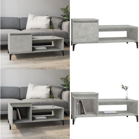 Mesa de centro madera contrachapada gris hormigón 100x50x45 cm - Mesa auxiliar - Madera contrachapada