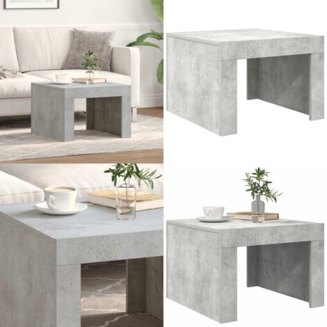 Mesa de centro madera contrachapada gris hormigón 50x50x35 cm - Mesa de salón - Mesa auxiliar