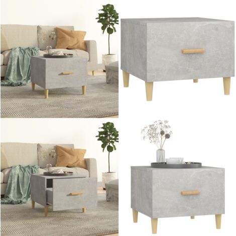 Mesa de centro madera contrachapada gris hormigón 50x50x40cm - Mesa de salón - Madera contrachapada