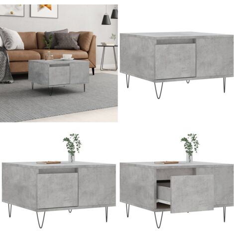 Mesa de centro madera contrachapada gris hormigón 55x55x36,5 cm - Madera contrachapada - Mesa auxiliar