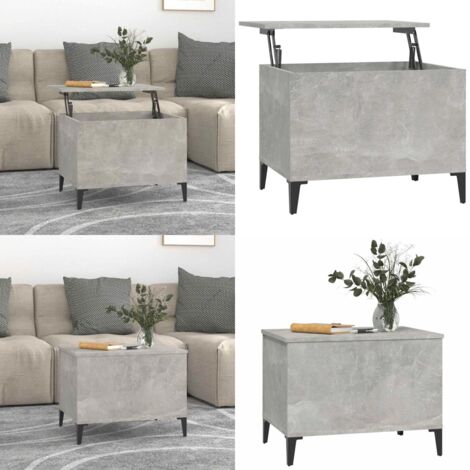 Mesa de centro madera contrachapada gris hormigón 60x44,5x45 cm - Madera contrachapada - Superficie elevable