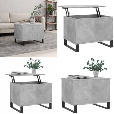 Mesa de centro madera contrachapada gris hormigón 60x44,5x45 cm - Mesa de salón - Mesa de comedor