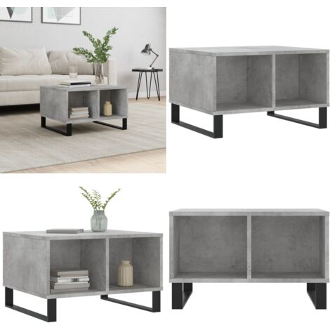 Mesa de centro madera contrachapada gris hormigón 60x50x36,5 cm - Mesa de centro gris hormigón - Mesa de centro madera contrachapada