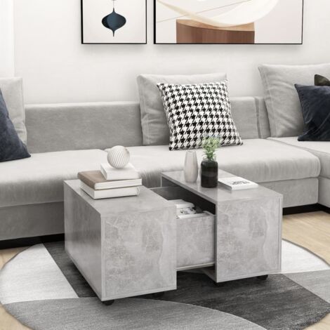 Mesa de centro madera contrachapada gris hormigón 60x60x38 cm vidaXL