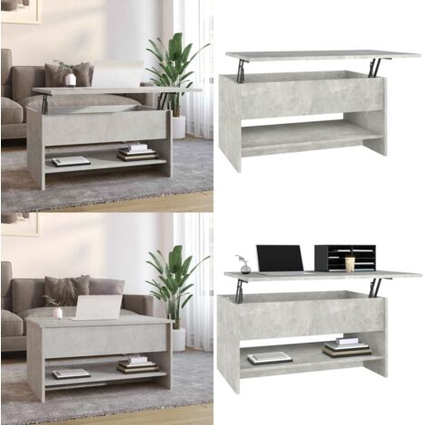 Mesa de centro madera contrachapada gris hormigón 80x50x40 cm - Madera contrachapada - Mesa de centro gris hormigón