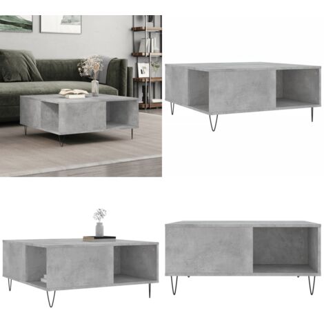 Mesa de centro madera contrachapada gris hormigón 80x80x36,5 cm - Madera contrachapada - Mesa de centro gris hormigón