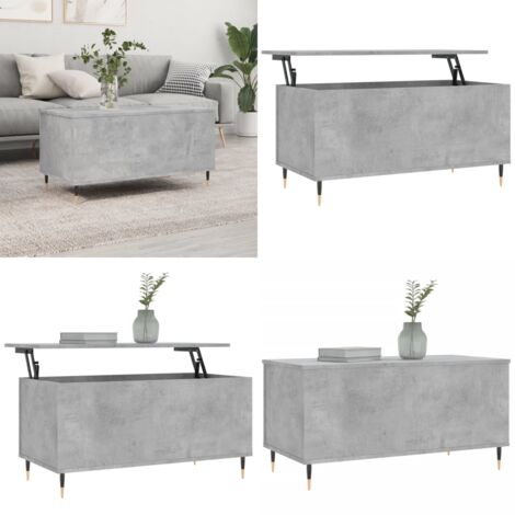 Mesa de centro madera contrachapada gris hormigón 90x44,5x45 cm - Mesa de salón - Mesa de comedor
