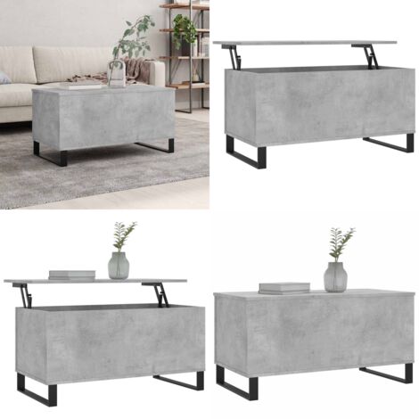Mesa de centro madera contrachapada gris hormigón 90x44,5x45 cm - Mesa de salón - Mesa de comedor