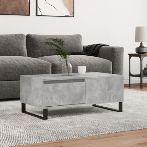 Mesa de centro madera contrachapada gris hormigón 90x50x36,5 cm