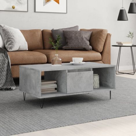 Mesa de centro madera contrachapada gris hormigón 90x50x36,5 cm vidaXL
