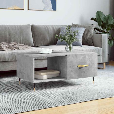 Mesa de centro madera contrachapada gris hormigón 90x50x40 cm