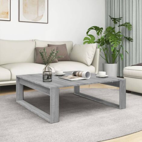 Mesa de centro madera contrachapada gris Sonoma 100x100x35 cm