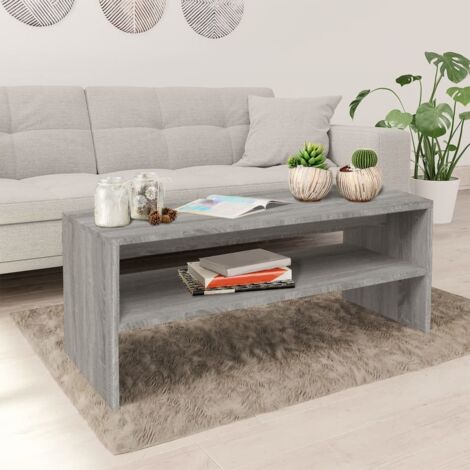 Mesa de centro madera contrachapada gris Sonoma 100x40x40 cm vidaXL