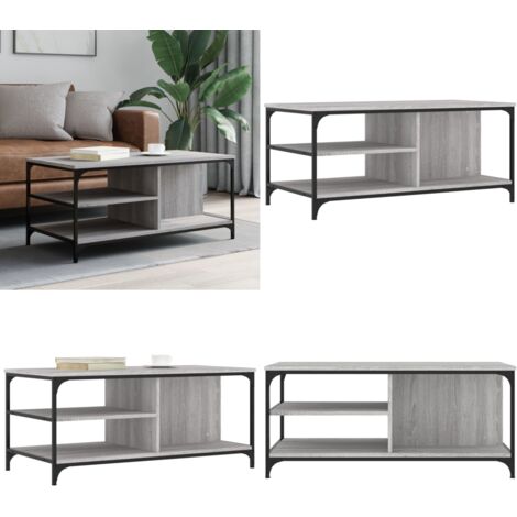 Mesa de centro madera contrachapada gris Sonoma 100x50x45 cm - Mesa de salón - Madera contrachapada