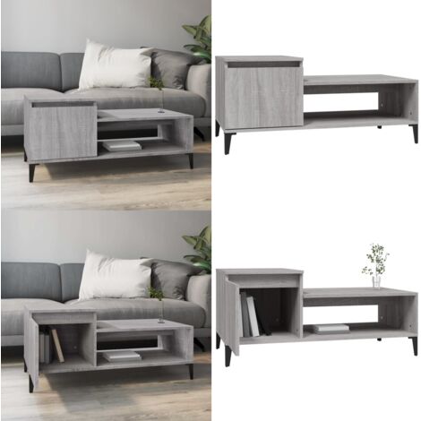 Mesa de centro madera contrachapada gris Sonoma 100x50x45 cm - Mesa de salón - Mesa auxiliar