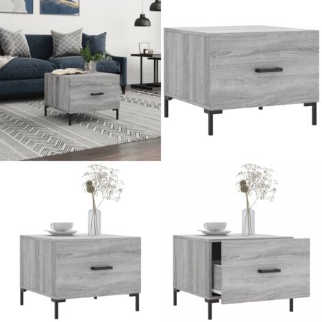 Mesa de centro madera contrachapada gris Sonoma 50x50x40 cm - Madera contrachapada - Mesa de centro gris
