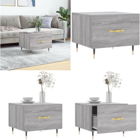 Mesa de centro madera contrachapada gris Sonoma 50x50x40 cm - Madera contrachapada - Mesa de centro gris