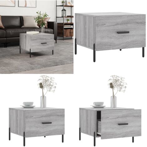 Mesa de centro madera contrachapada gris Sonoma 50x50x40 cm - Madera contrachapada - Mesa de centro gris