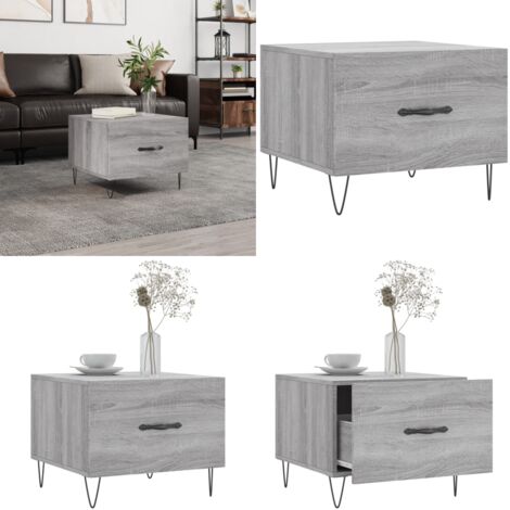Mesa de centro madera contrachapada gris Sonoma 50x50x40 cm - Madera contrachapada - Mesa de centro gris