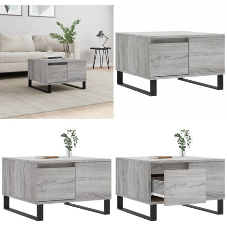 Mesa de centro madera contrachapada gris Sonoma 55x55x36,5 cm - Madera contrachapada - Mesa de centro gris