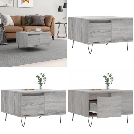 Mesa de centro madera contrachapada gris Sonoma 55x55x36,5 cm - Madera contrachapada - Mesa de centro gris