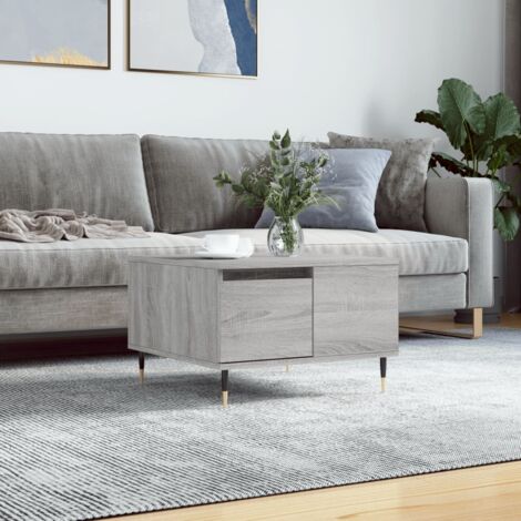 Mesa de centro madera contrachapada gris Sonoma 55x55x36,5 cm vidaXL