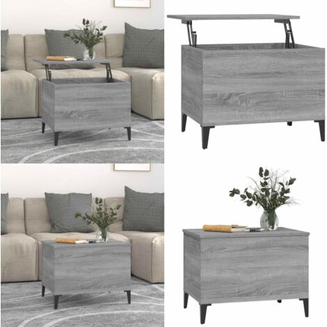 Mesa de centro madera contrachapada gris Sonoma 60x44,5x45 cm - Madera contrachapada - Superficie elevable