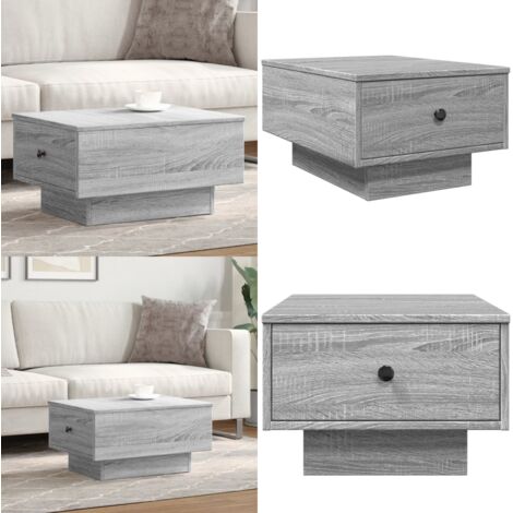 Mesa de centro madera contrachapada gris Sonoma 60x45x31 cm - Madera contrachapada - Mesa de centro gris