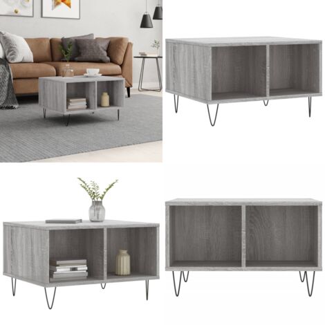 Mesa de centro madera contrachapada gris Sonoma 60x50x36,5 cm - Madera contrachapada - Mesa de centro gris