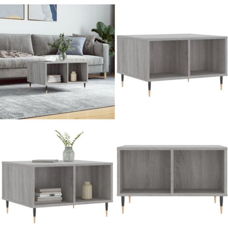 Mesa de centro madera contrachapada gris Sonoma 60x50x36,5 cm - Madera contrachapada - Mesa de centro gris